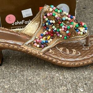 Women's Beaded Sandals - Multicolor